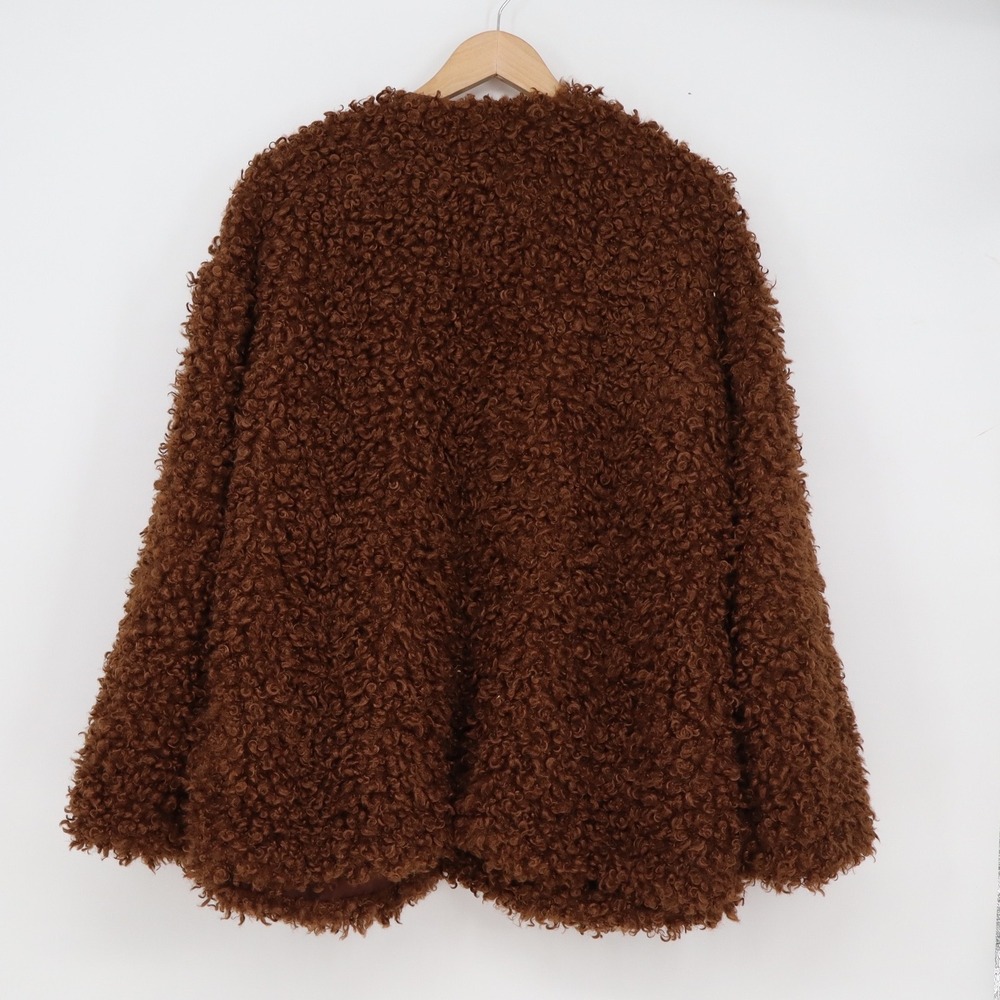 Fashion Nova Adjust To The Fame Faux Fur Coat Chocolate Brown Shaggy Jacket M - Picture 6 of 7